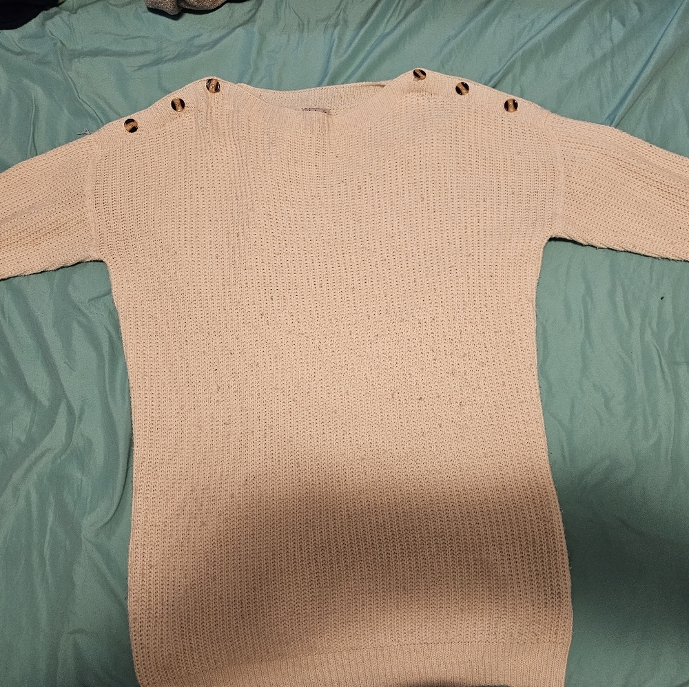 J for Justify Button-Accent Sweater - Cream